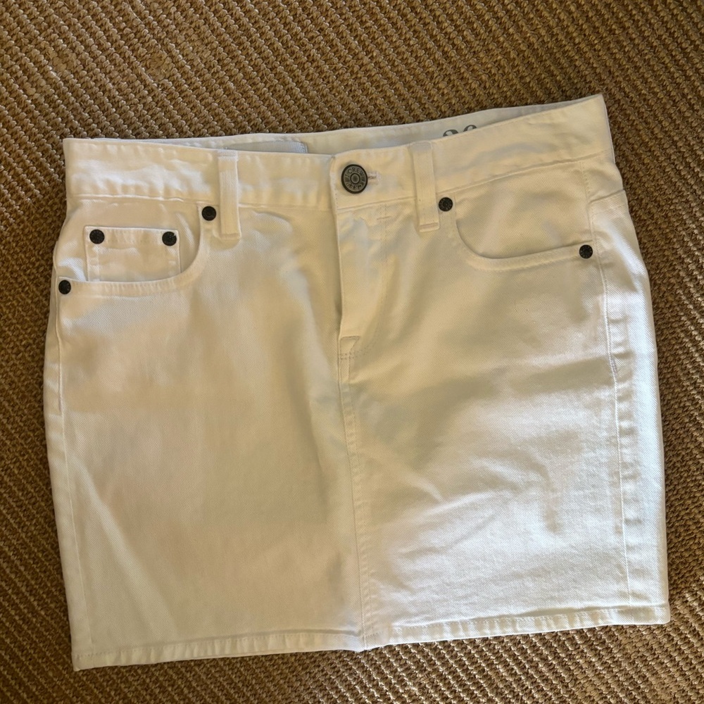 White Jean Mini Skirt